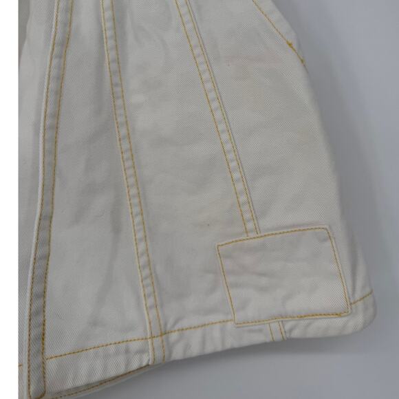 3.1 Phillip Lim Shorts White Denim Boxer Shorts Yellow Stitching Size Small S - Picture 3 of 7